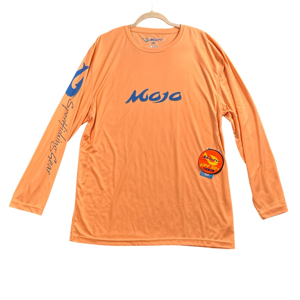 Mojo Sportswear‎ Performance Fishing Shirt Mens XXL Coral Orange UPF 50 Coastal